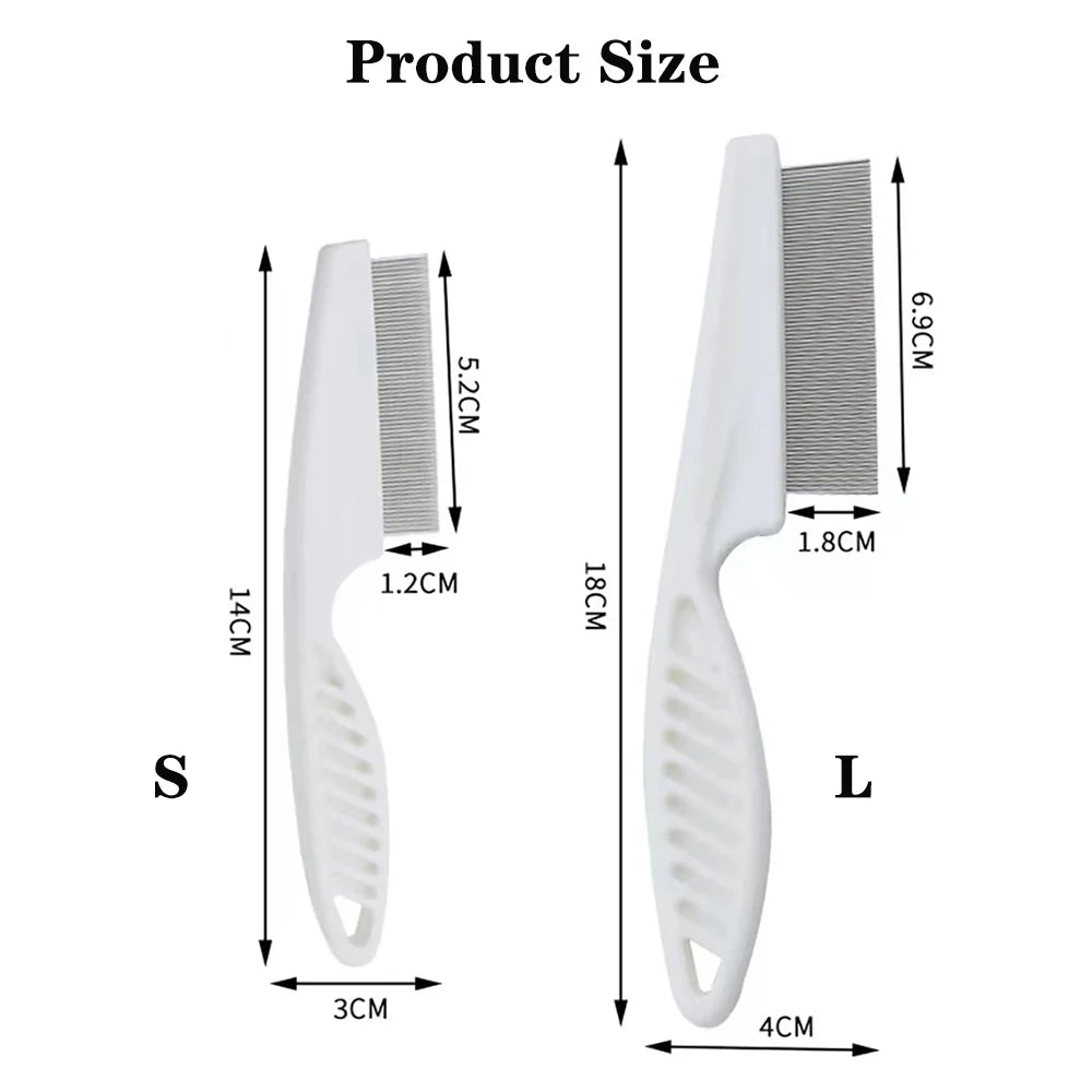 Pente de Pulgas de Aço Inoxidável para Pets – Escova de Cuidado com Dentes Finos para Cães e Gatos, Remove Pulgas, Sujeira e Caspa