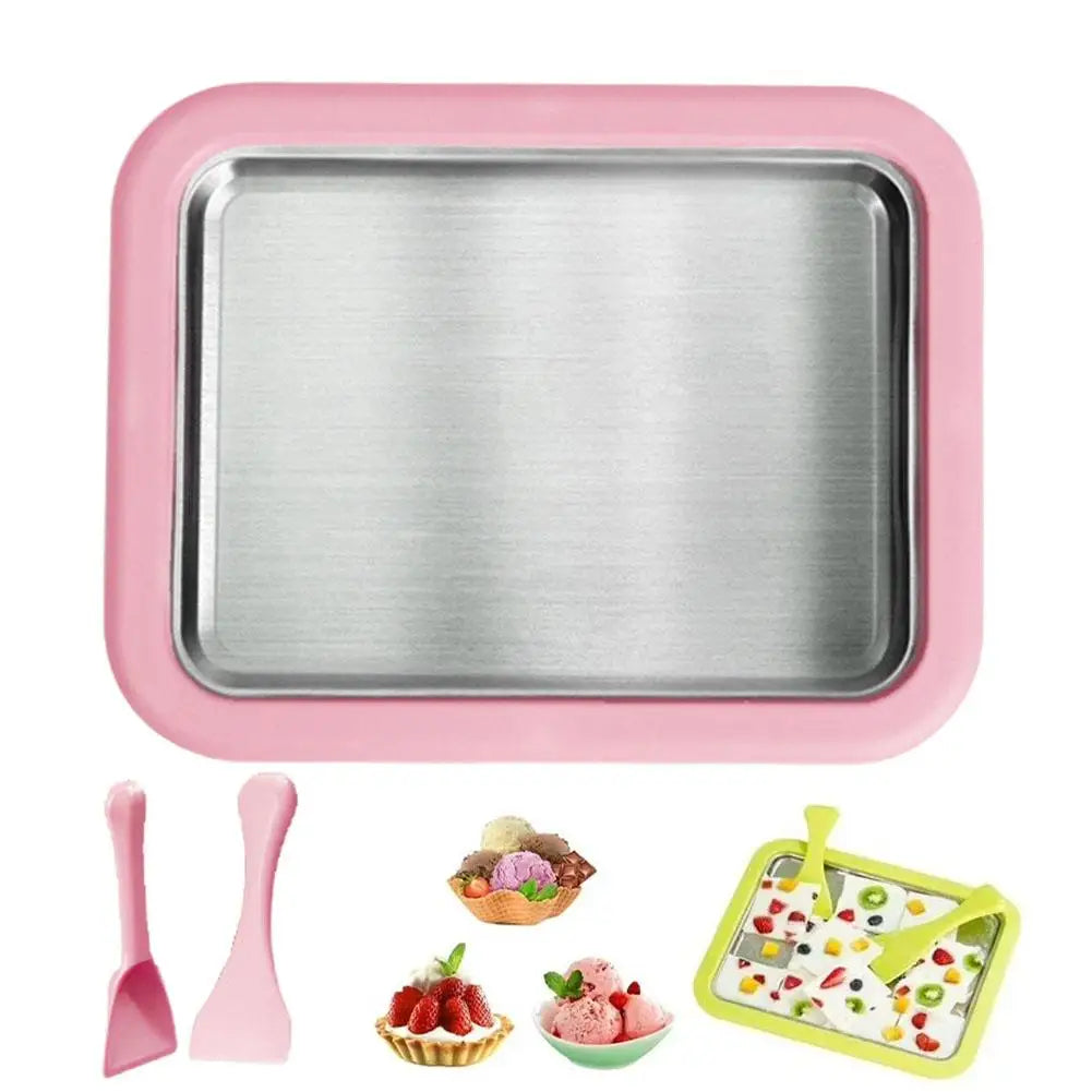 Ice Cream Roll Maker Portable Interactive 304 Stainless Steel DIY Sweet Spot Pan Cold Plate for Kids Birthday Home Family Sorbet