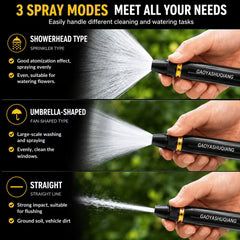 Heavy‑Duty Metal Garden Hose Nozzle, Adjustable High Pressure Spray Gun