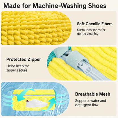 Chenille Shoe Laundry Bag | Footwear Protection For Machine Washing