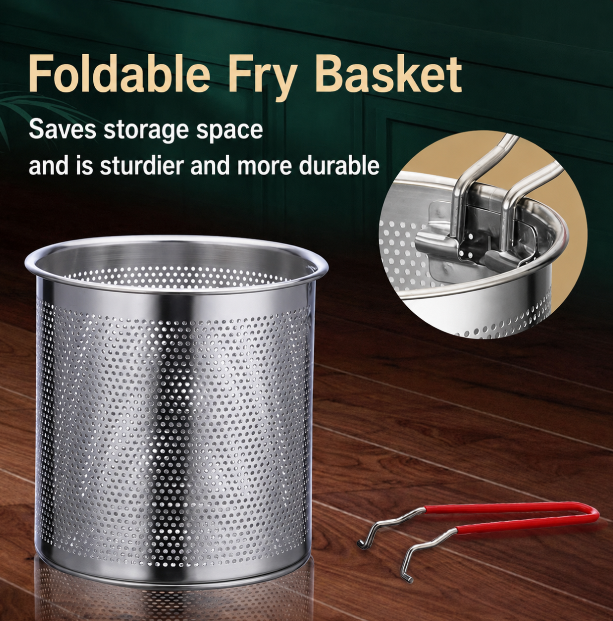 304 Stainless Steel Deep Fry Pot With Oil‑Drain Basket, Household Mini Frying Pot