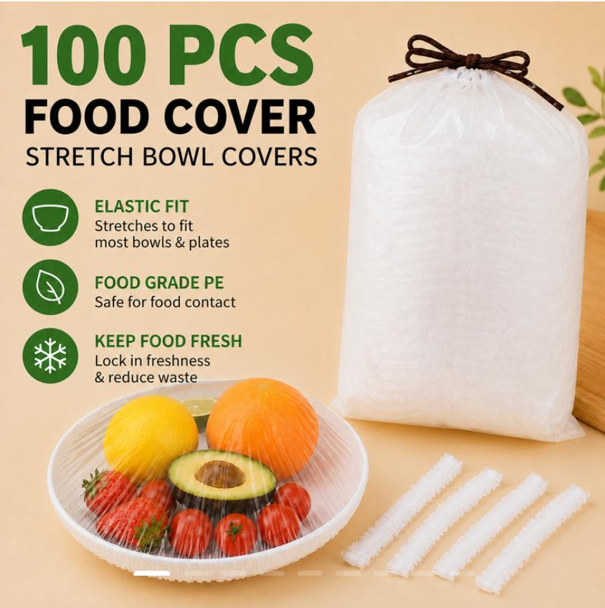 Disposable Elastic Food Covers, Universal Stretch Bowl Lids for Kitchen