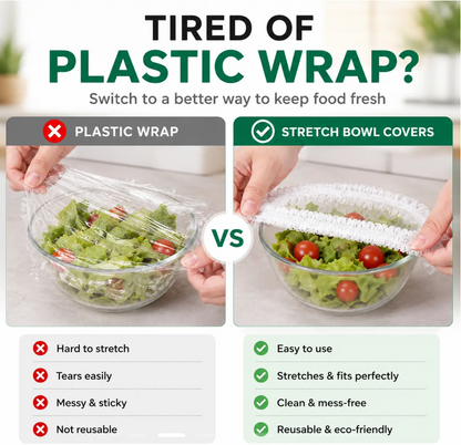 Disposable Elastic Food Covers, Universal Stretch Bowl Lids for Kitchen