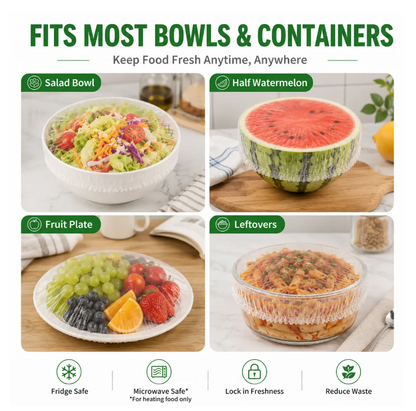 Disposable Elastic Food Covers, Universal Stretch Bowl Lids for Kitchen
