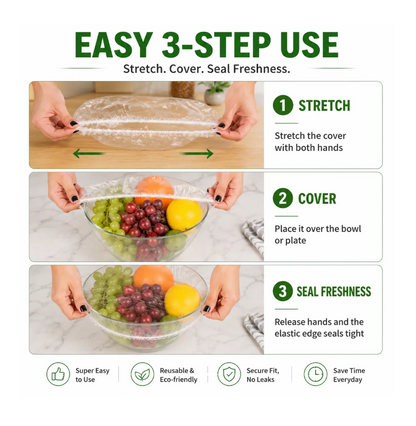 Disposable Elastic Food Covers, Universal Stretch Bowl Lids for Kitchen