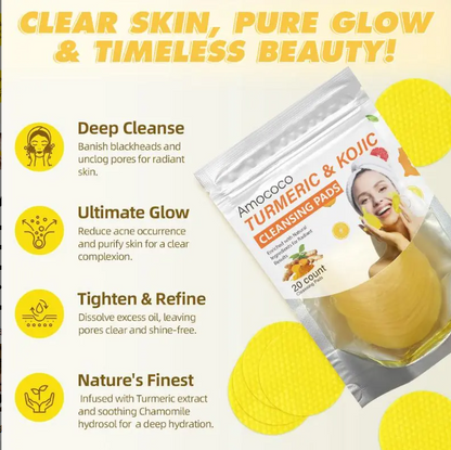 Turmeric & Kojic Acid Cleansing Pads, Gentle Deep‑Clean Facial Pads