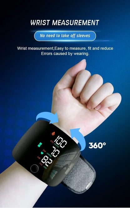 English/ Russian / Arabic / Spanish Voice Broadcast Tonometer BP Monitor New Touch LED Rechargeable Wrist Blood Pressure Monitor