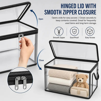 Transparent Visible And Foldable PVC Clothing Storage Box Dustproof Book And Toy Sorting Box Classroom Home Book Storage Box