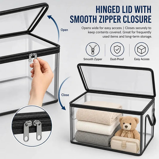 Transparent Visible And Foldable PVC Clothing Storage Box Dustproof Book And Toy Sorting Box Classroom Home Book Storage Box