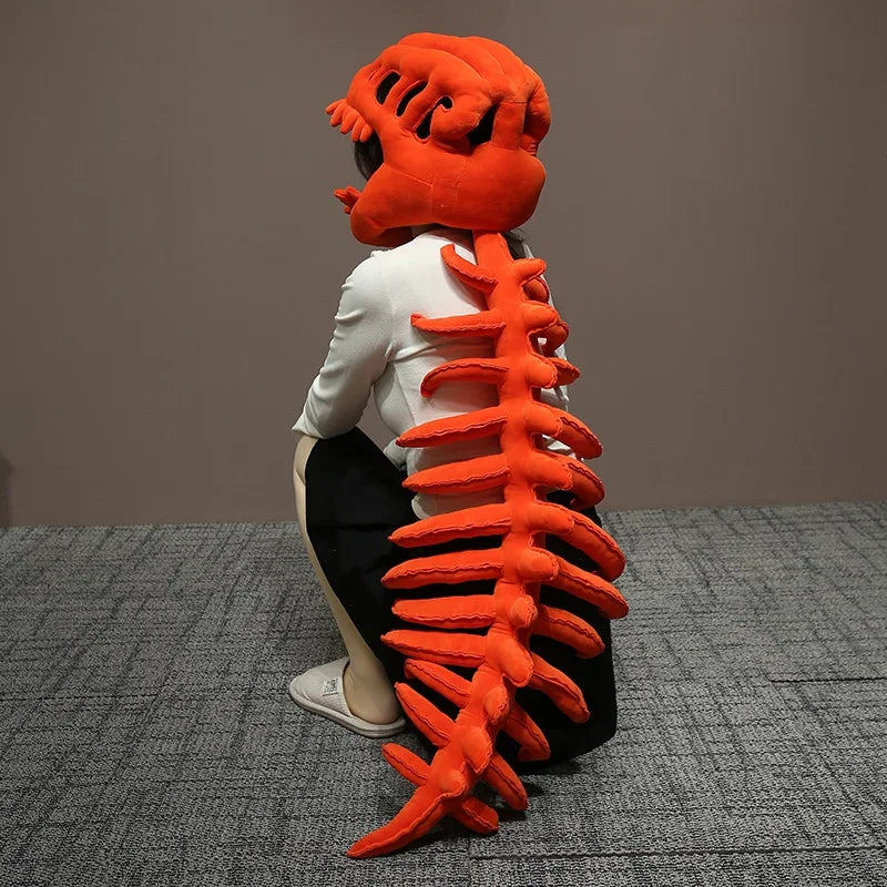 75/115CM Large Size Cool Wearable Dinosaur Skeleton Lifelike Skull Spine Plush Toys for Creative Cosplay Halloween Costume Gift