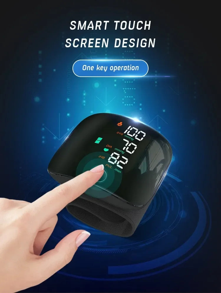 English/ Russian / Arabic / Spanish Voice Broadcast Tonometer BP Monitor New Touch LED Rechargeable Wrist Blood Pressure Monitor