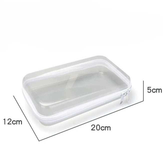 Zippered Hard Pouch Clear Stackable Bliss Bins Toy Storage Organizer  White Hard Plastic Pencil Case Cosmetic Makeup Bags