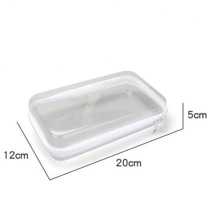 Zippered Hard Pouch Clear Stackable Bliss Bins Toy Storage Organizer  White Hard Plastic Pencil Case Cosmetic Makeup Bags