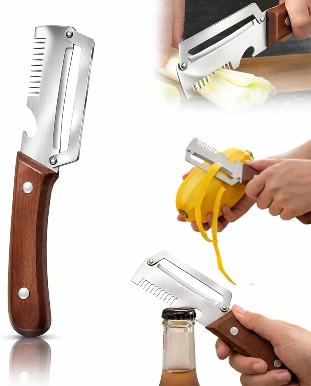 Hate Wasting Food with Thick Peels? 3-in-1 Stainless Steel Peeler – Thin, Even, No Waste by Little Giraffe Shop
