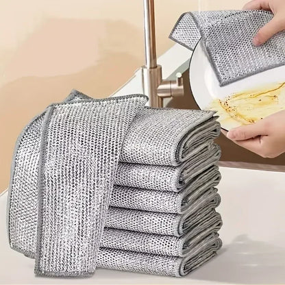 Magic Silver Wire Dishcloth – Thickened Microfiber, Double-Layer Scrubber for Kitchen by Little Giraffe Shop