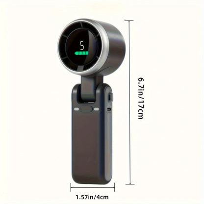 Handheld Fan Portable Foldable USB Rechargeable, Ultra Quiet 5-speed Adjustable, 1200mAh Battery (10 Hours Running Time)