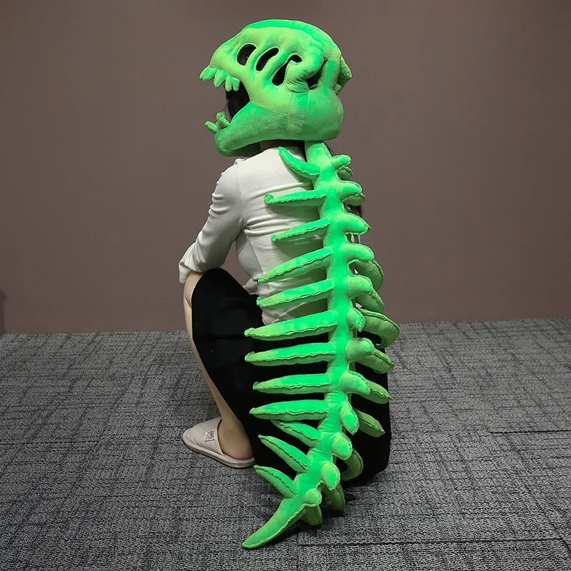 75/115CM Large Size Cool Wearable Dinosaur Skeleton Lifelike Skull Spine Plush Toys for Creative Cosplay Halloween Costume Gift