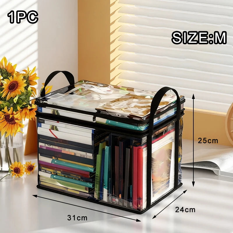 Transparent Visible And Foldable PVC Clothing Storage Box Dustproof Book And Toy Sorting Box Classroom Home Book Storage Box