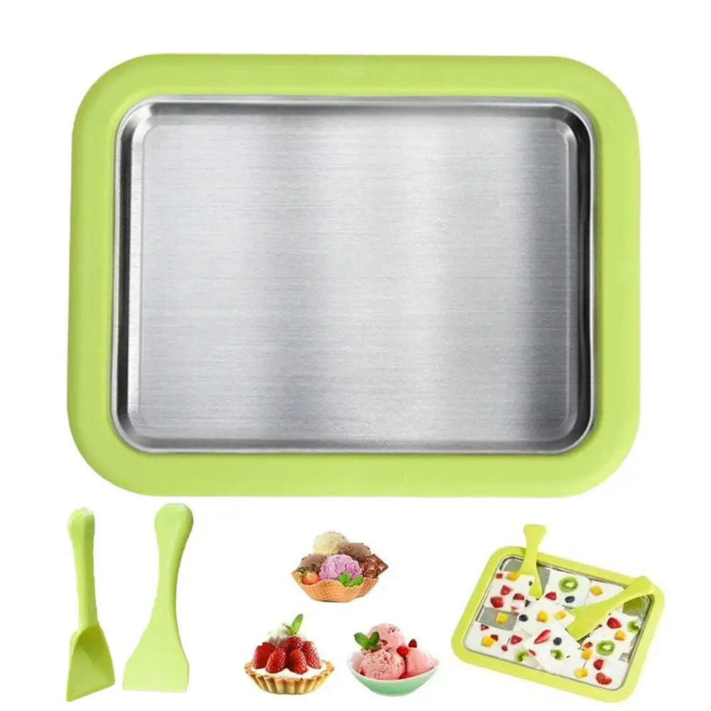 Ice Cream Roll Maker Portable Interactive 304 Stainless Steel DIY Sweet Spot Pan Cold Plate for Kids Birthday Home Family Sorbet