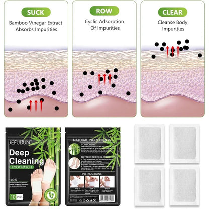 Foot Pads (30 PCS), Natural Bamboo Vinegar Ginger Powder Pad, 10 Count (Pack of 3)