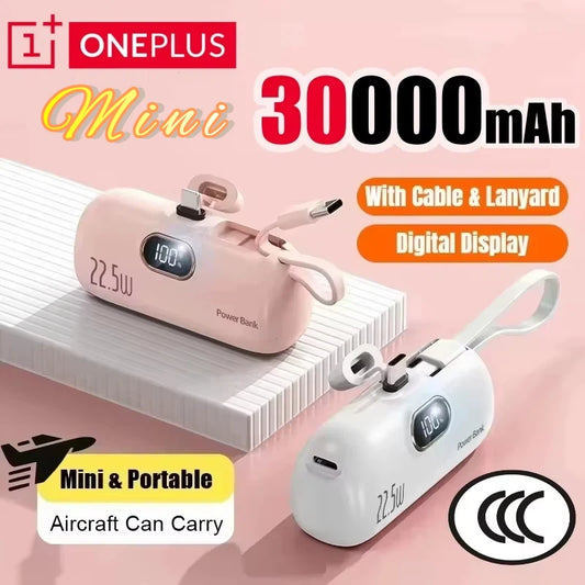 Oneplus Mini Power Bank 30000mAh Portable Digital Display Capsule Mobile Power External Battery For iPhone Xiaomi Fast Charging