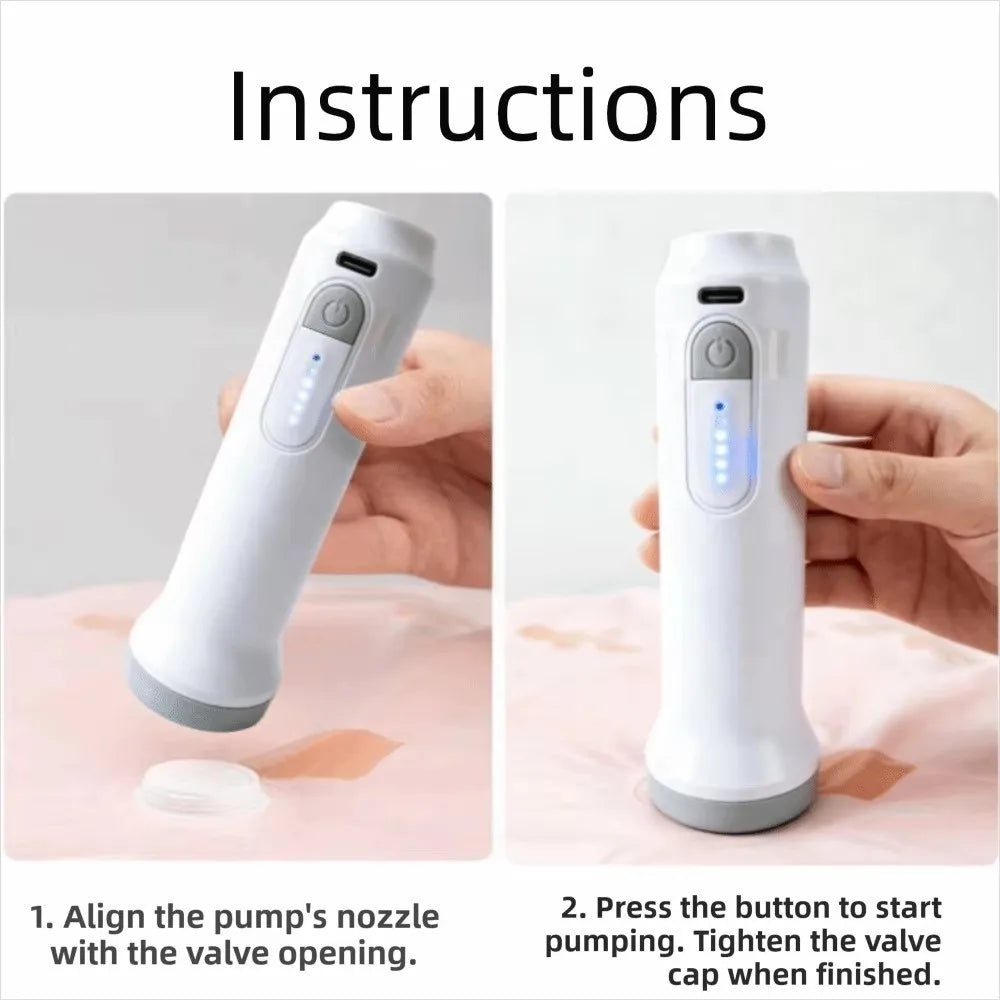 Compact Rechargeable Electric Vacuum Pump Low Noise Mini Vacuum Bag Pump Lightweight Portable Compressed Bag Air Pump Home Use