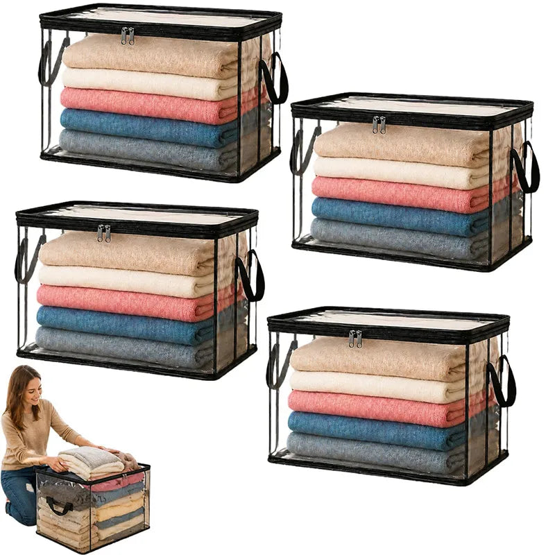 Transparent Visible And Foldable PVC Clothing Storage Box Dustproof Book And Toy Sorting Box Classroom Home Book Storage Box