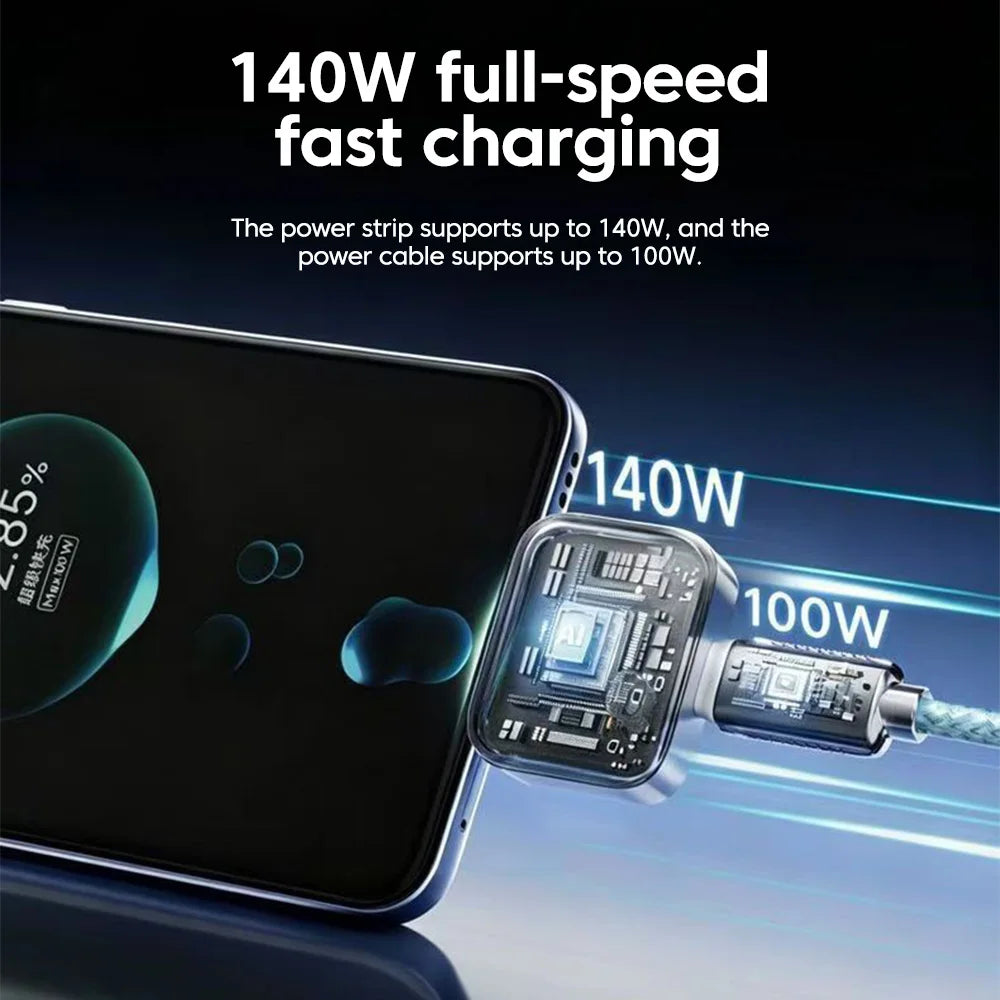 140W Smart Full Charge Separator Type-C Charging Adapter Overcharge protection Auto power-off  for Type-C devices