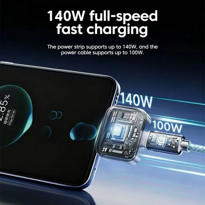 140W Smart Full Charge Separator Type-C Charging Adapter Overcharge protection Auto power-off  for Type-C devices