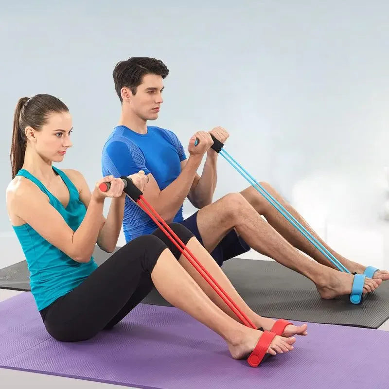 6-Tube Pedal Resistance Band Multifunction Tension Rope Elastic Yoga Pedal Puller Body Stretching Trainer Home Gym Workout Equipment
