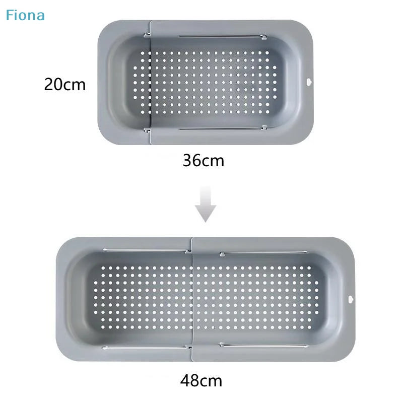 ✔Adjustable Over-the-Sink Colander,Expandable Plastic Strainer Basket for Fruits,Vegetables,and Dish Washing