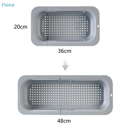 ✔Adjustable Over-the-Sink Colander,Expandable Plastic Strainer Basket for Fruits,Vegetables,and Dish Washing