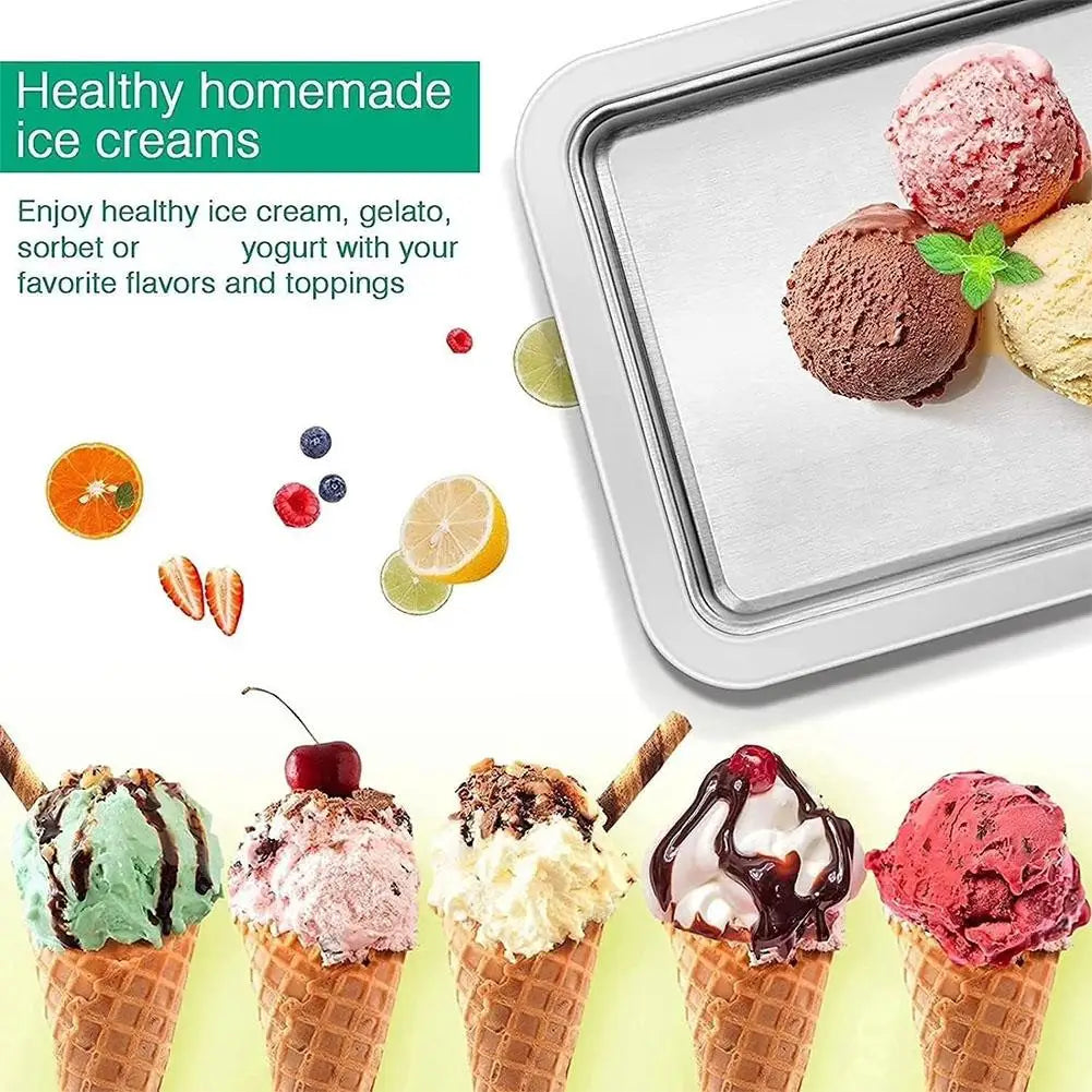 Ice Cream Roll Maker Portable Interactive 304 Stainless Steel DIY Sweet Spot Pan Cold Plate for Kids Birthday Home Family Sorbet