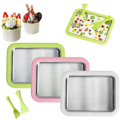 Ice Cream Roll Maker Portable Interactive 304 Stainless Steel DIY Sweet Spot Pan Cold Plate for Kids Birthday Home Family Sorbet