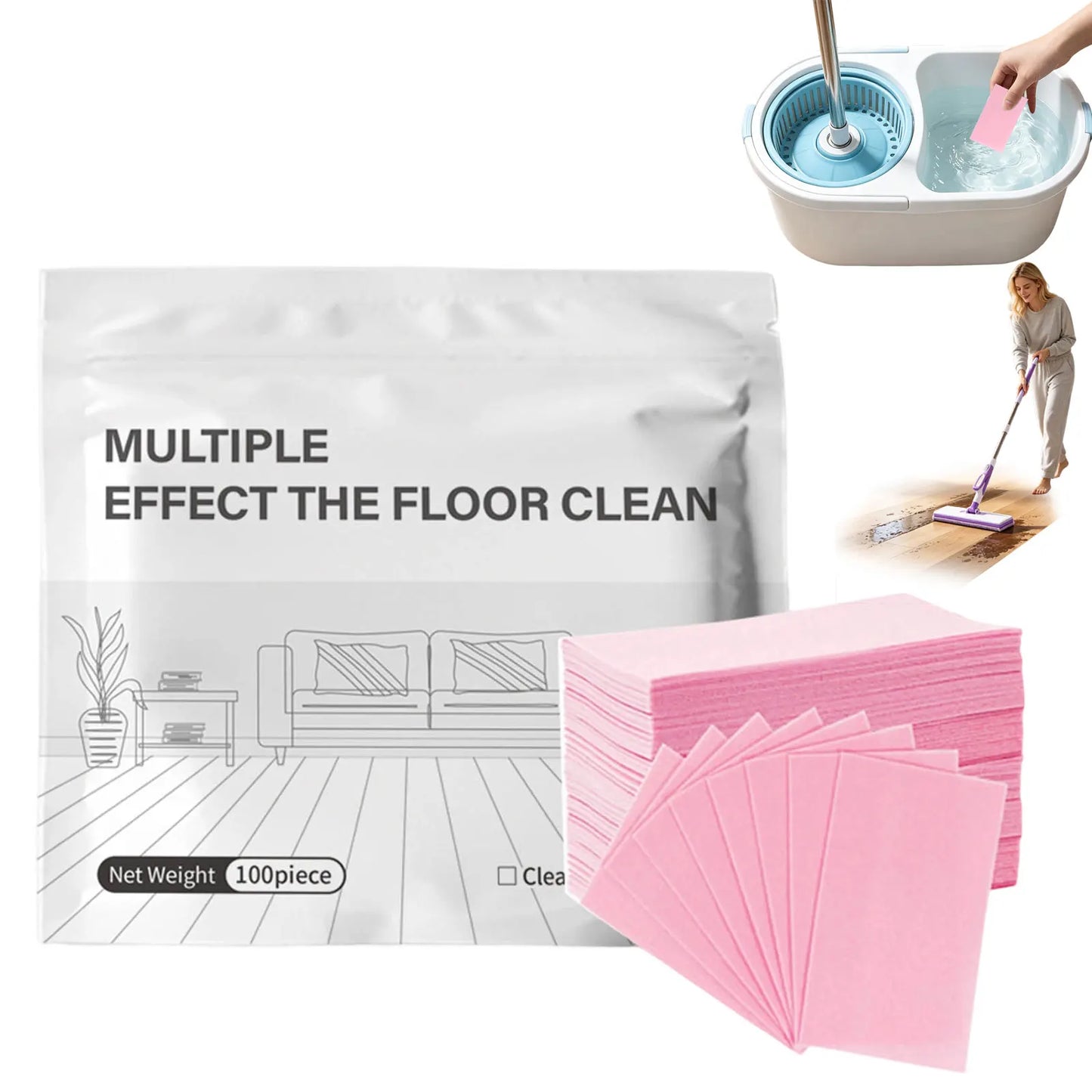 100 Piece Floor Cleaning Tablets Cleaner For Hardwood Laminate Tile & RV Walls Deodorization Shower Floor for Slippery Floor