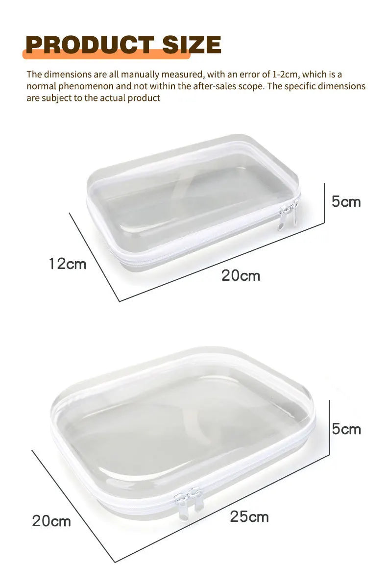 Zippered Hard Pouch Clear Stackable Bliss Bins Toy Storage Organizer  White Hard Plastic Pencil Case Cosmetic Makeup Bags