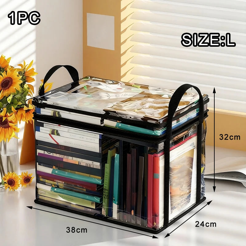 Transparent Visible And Foldable PVC Clothing Storage Box Dustproof Book And Toy Sorting Box Classroom Home Book Storage Box