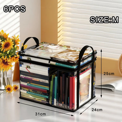 Transparent Visible And Foldable PVC Clothing Storage Box Dustproof Book And Toy Sorting Box Classroom Home Book Storage Box