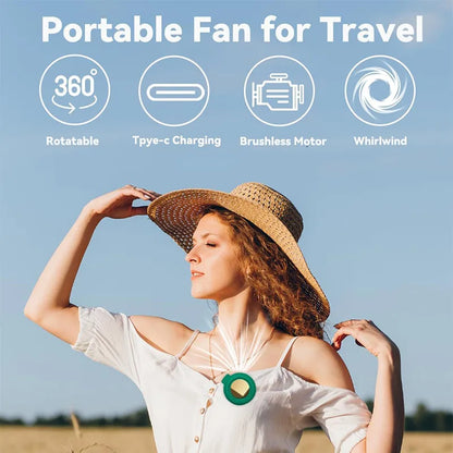 Portable Silent Mini Bladeless Fan Clip On, Small Fan Clip On For Shirt & Waist, Adjustable 3-speed Suspended Whirlwind Fans New