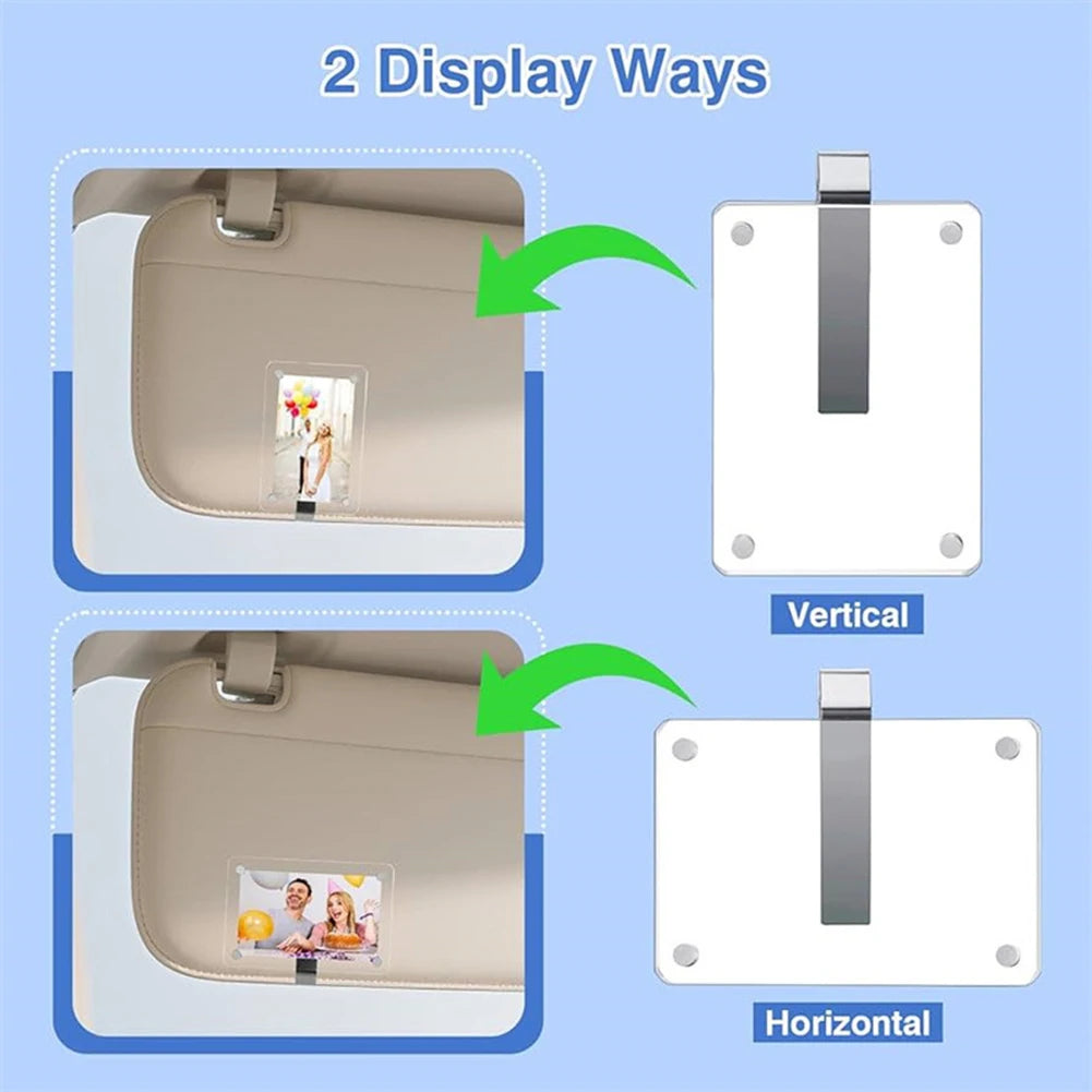 1/2/3pcs Magnetic Photo Clip For Car Sunshade Clear Acrylic Display Frames Magnetic Car Sun Visor Photo Clips Car Interior Decor