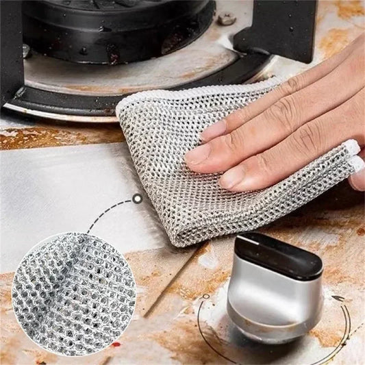 Pano de Prato Mágico de Fio de Prata – Microfibra Espessada, Esfregão de Camada Dupla para Cozinha
