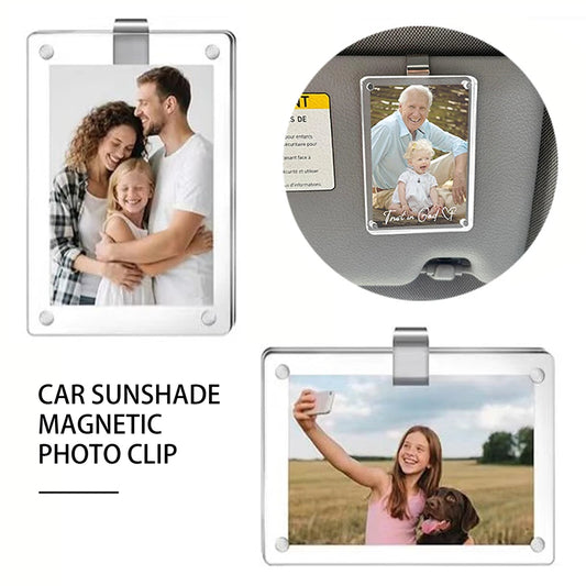 1/2/3pcs Magnetic Photo Clip For Car Sunshade Clear Acrylic Display Frames Magnetic Car Sun Visor Photo Clips Car Interior Decor