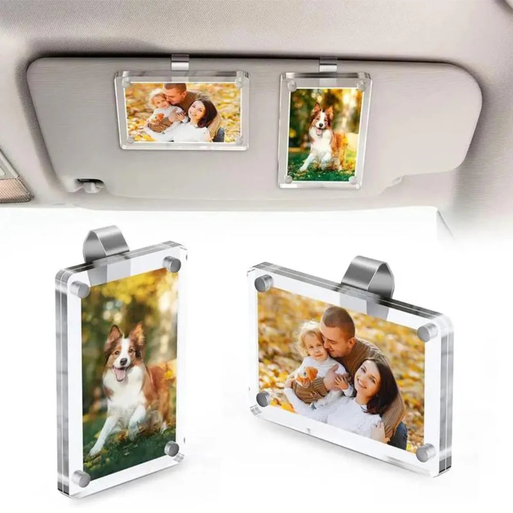 1/2/3pcs Magnetic Photo Clip For Car Sunshade Clear Acrylic Display Frames Magnetic Car Sun Visor Photo Clips Car Interior Decor