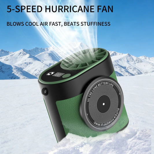 Portable Hiking Waist Fan Outdoor Mountain Climbing Five-Speed Adjustable Mini Fan for Camping,Travel,Angling