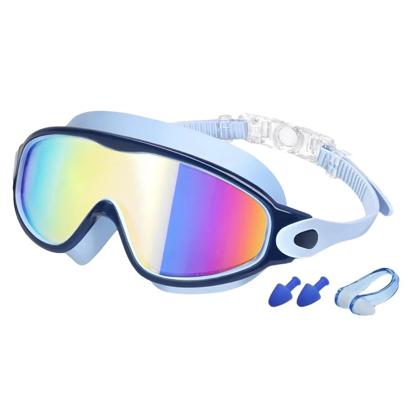 Colorful Kids Swim Goggles Wide Vision Anti-UV Anti-Fog No Leak Pool Swimming Accessories for Boys Girls Youth Toddler Age 3-15