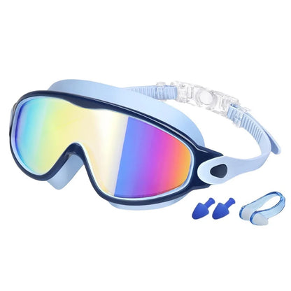 Colorful Kids Swim Goggles Wide Vision Anti-UV Anti-Fog No Leak Pool Swimming Accessories for Boys Girls Youth Toddler Age 3-15