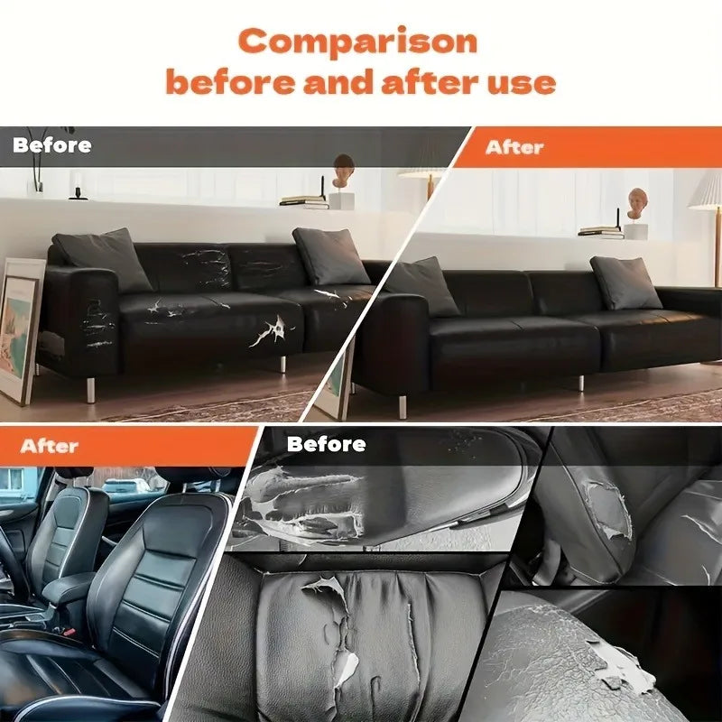 Leather Repair Patch Kit – Self Adhesive Vinyl Repair Tape for Car Seats, Motorcycle & E-Bike Seats, Sofas and Furniture