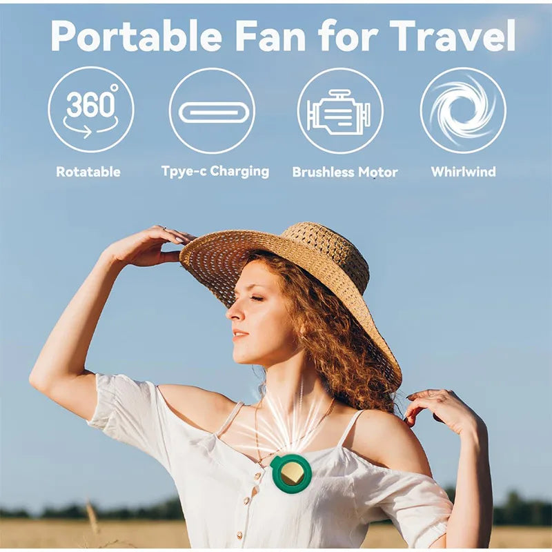 Portable Silent Mini Bladeless Fan Clip On, Small Fan Clip On For Shirt & Waist, Adjustable 3-speed Suspended Whirlwind Fans New