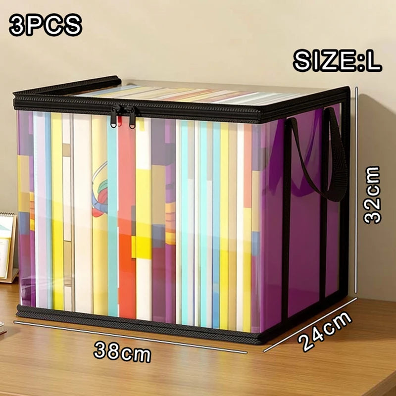 Transparent Visible And Foldable PVC Clothing Storage Box Dustproof Book And Toy Sorting Box Classroom Home Book Storage Box