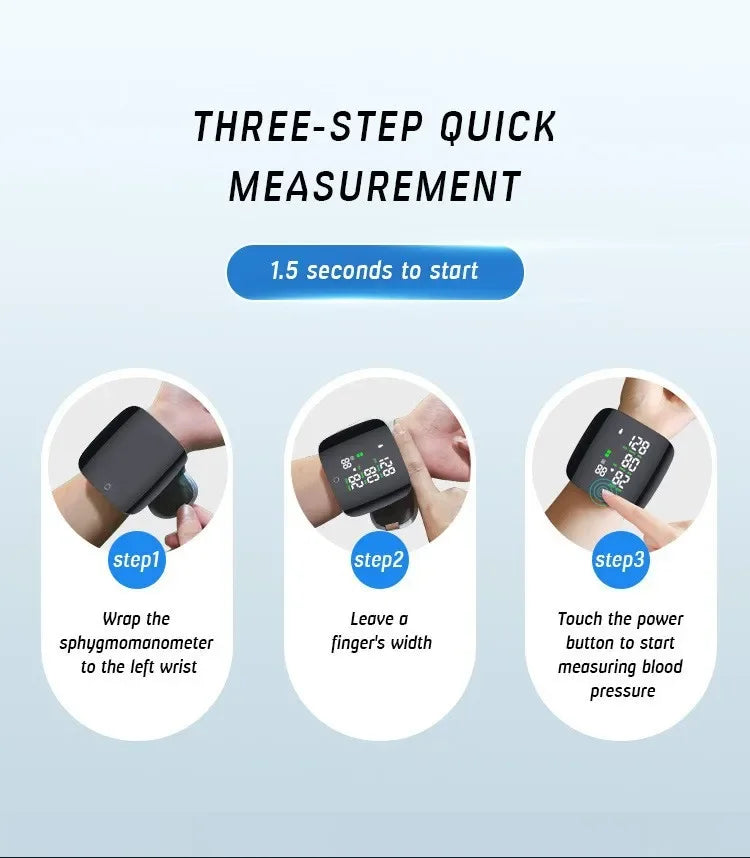 English/ Russian / Arabic / Spanish Voice Broadcast Tonometer BP Monitor New Touch LED Rechargeable Wrist Blood Pressure Monitor